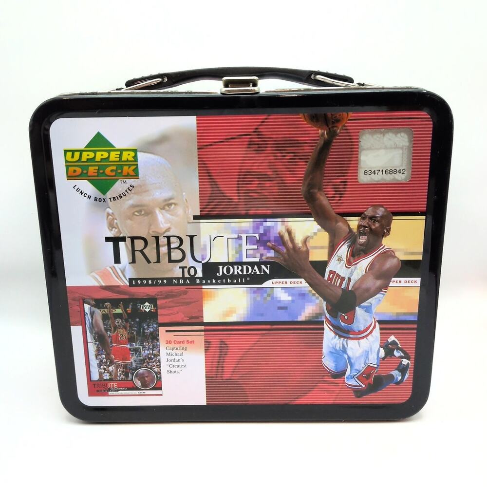 Vintage 90s Upper Deck Tribute to Jordan NBA Basketball Metal Lunch Box - Empty